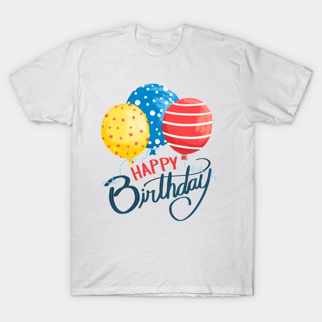 Birthday Balloons T-Shirt by SWON Design